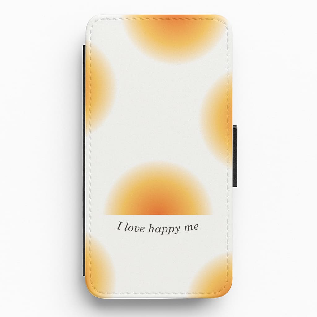 I Love Happy Me Gradient Pattern Flip / Wallet Phone Case
