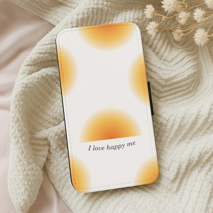 I Love Happy Me Gradient Pattern Wallet Phone Case