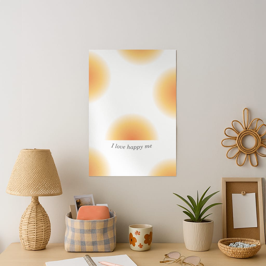 I Love Happy Me Gradient Pattern Art Print
