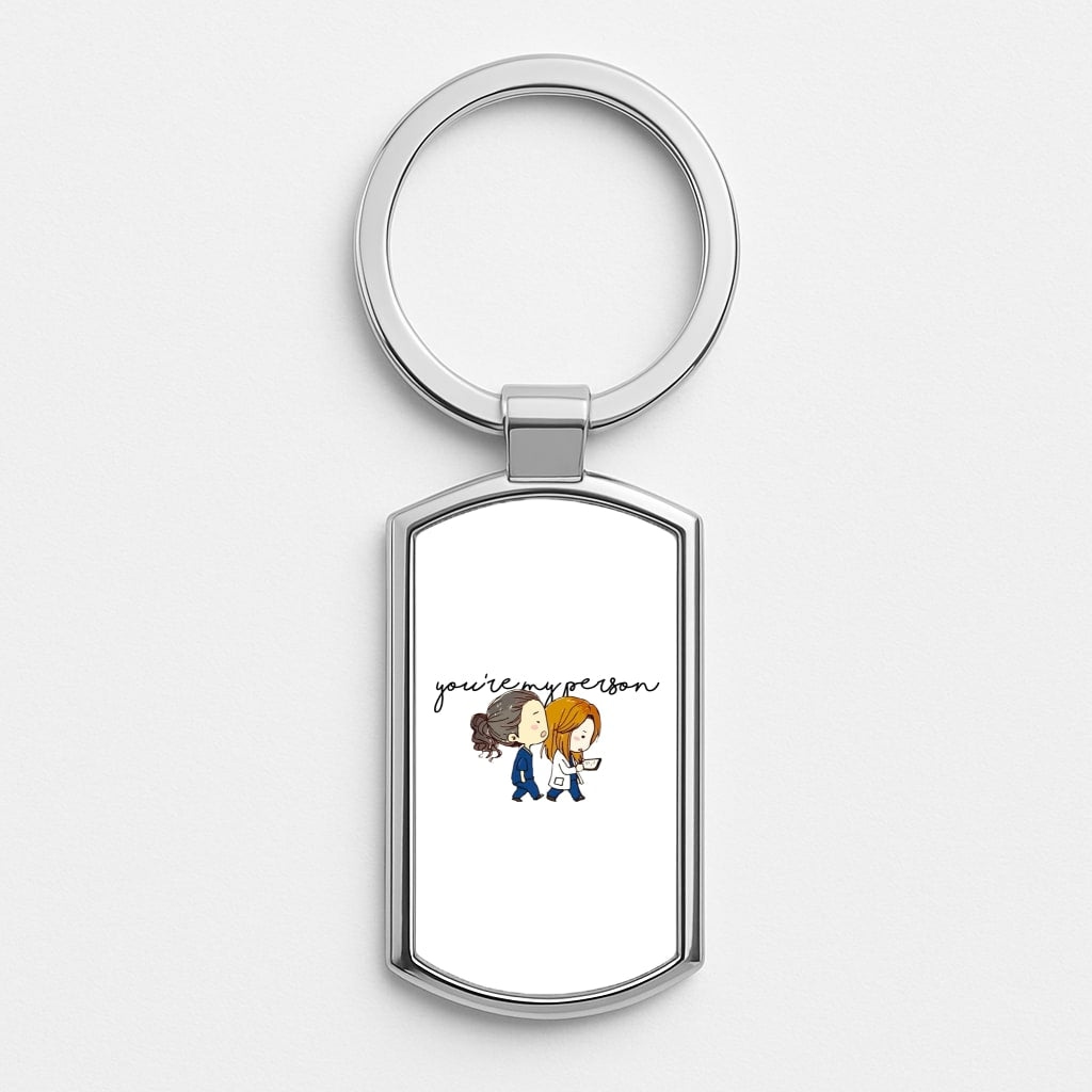 You're My Person Cartoon - Grey's Silver Keyring