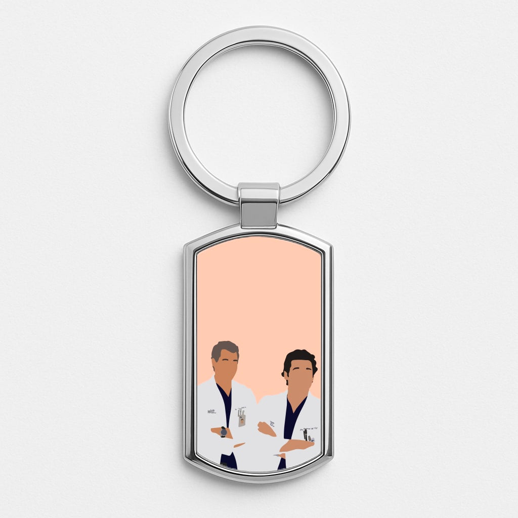 Two Doctors Arm Crossed - Grey's Silver Keyring
