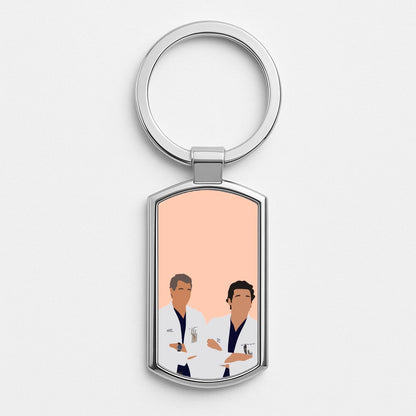 Two Doctors Arm Crossed - Grey's Silver Keyring