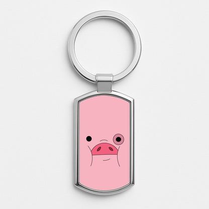 Waddles Face Silver Keyring