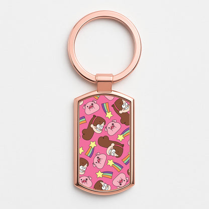 Mabel And Stars Pattern Rose Gold Keyring