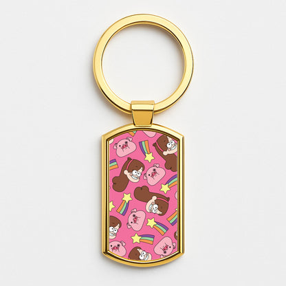 Mabel And Stars Pattern Gold Keyring