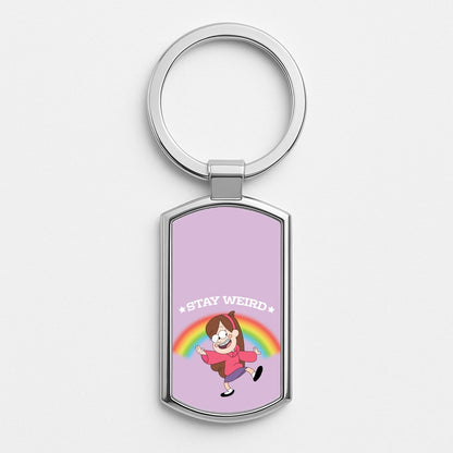 Stay Weird Silver Keyring