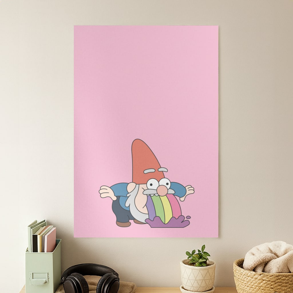Garden Gnome Rainbow Poster