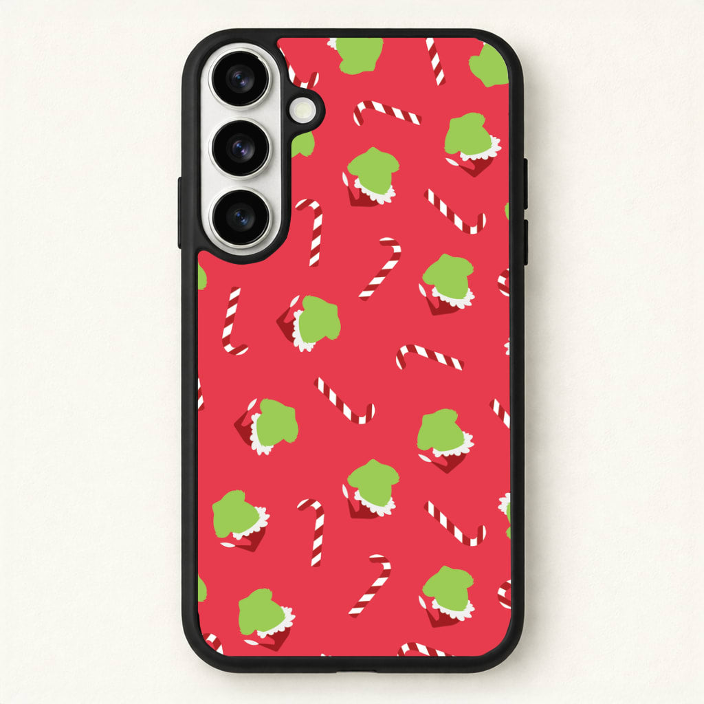 Green Creature And Candy Canes Pattern Phone Case for Galaxy S26