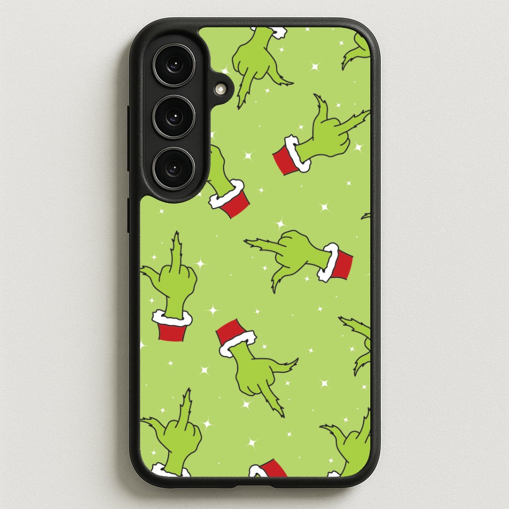 Green Middle Finger Christmas Pattern Phone Case for Galaxy S25FE