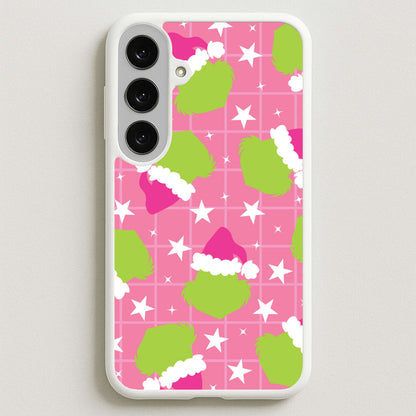 Pink Green Creature Xmas Pattern Phone Case for Galaxy S25FE