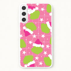 Pink Green Creature Xmas Pattern Phone Case for Galaxy A57