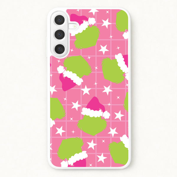 Pink Green Creature Xmas Pattern Phone Case for Galaxy A57
