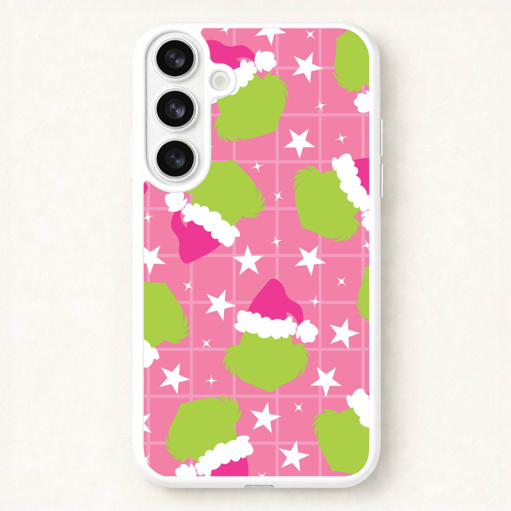 Pink Green Creature Xmas Pattern Phone Case for Galaxy S26