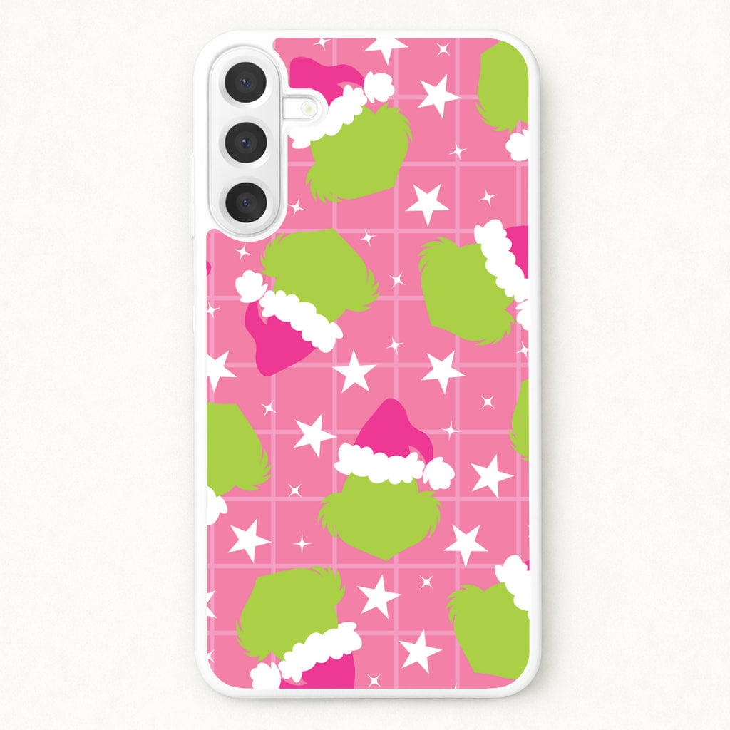 Pink Green Creature Xmas Pattern Phone Case for Galaxy A37