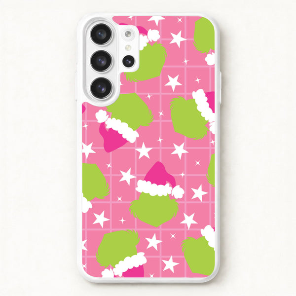 Pink Green Creature Xmas Pattern Phone Case for Galaxy S26 Ultra