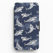 Grinning Shark Pattern Flip / Wallet Phone Case 1