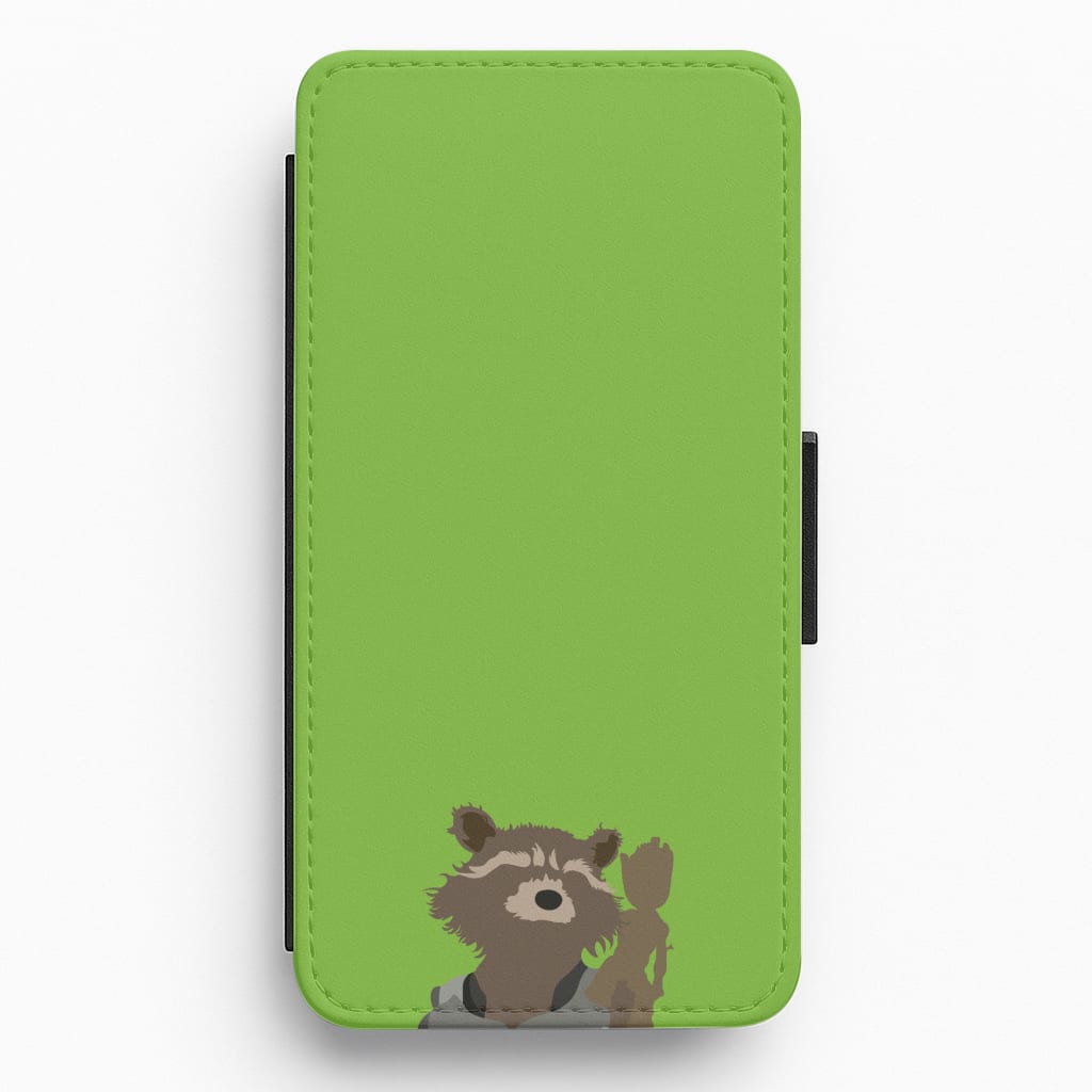 Rocket Raccoon And Groot - GOTG Flip / Wallet Phone Case