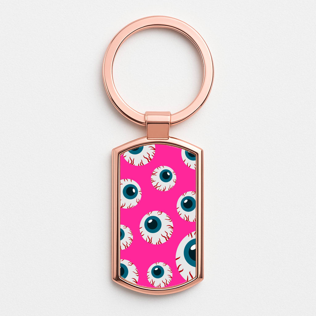 Spooky Eye Pattern Rose Gold Keyring
