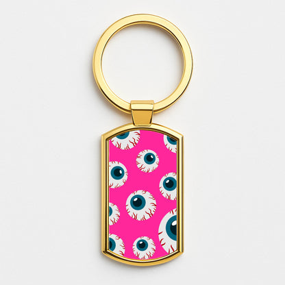 Spooky Eye Pattern Gold Keyring