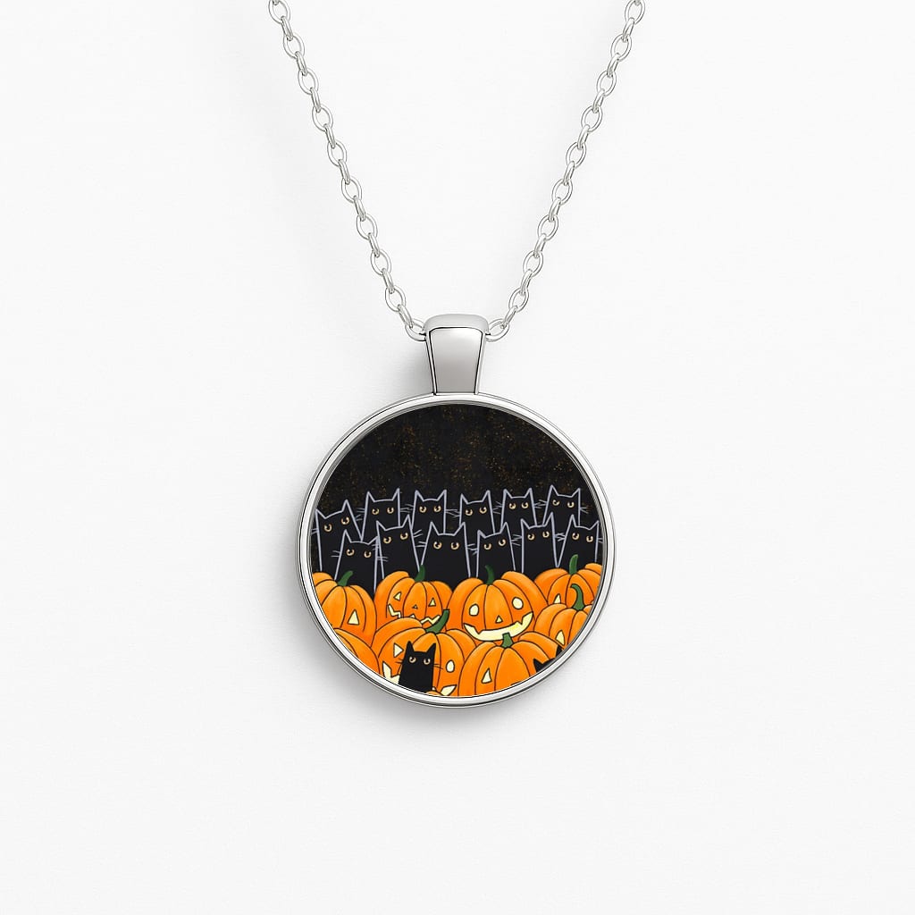Black Cats & Lanterns - Halloween Necklace
