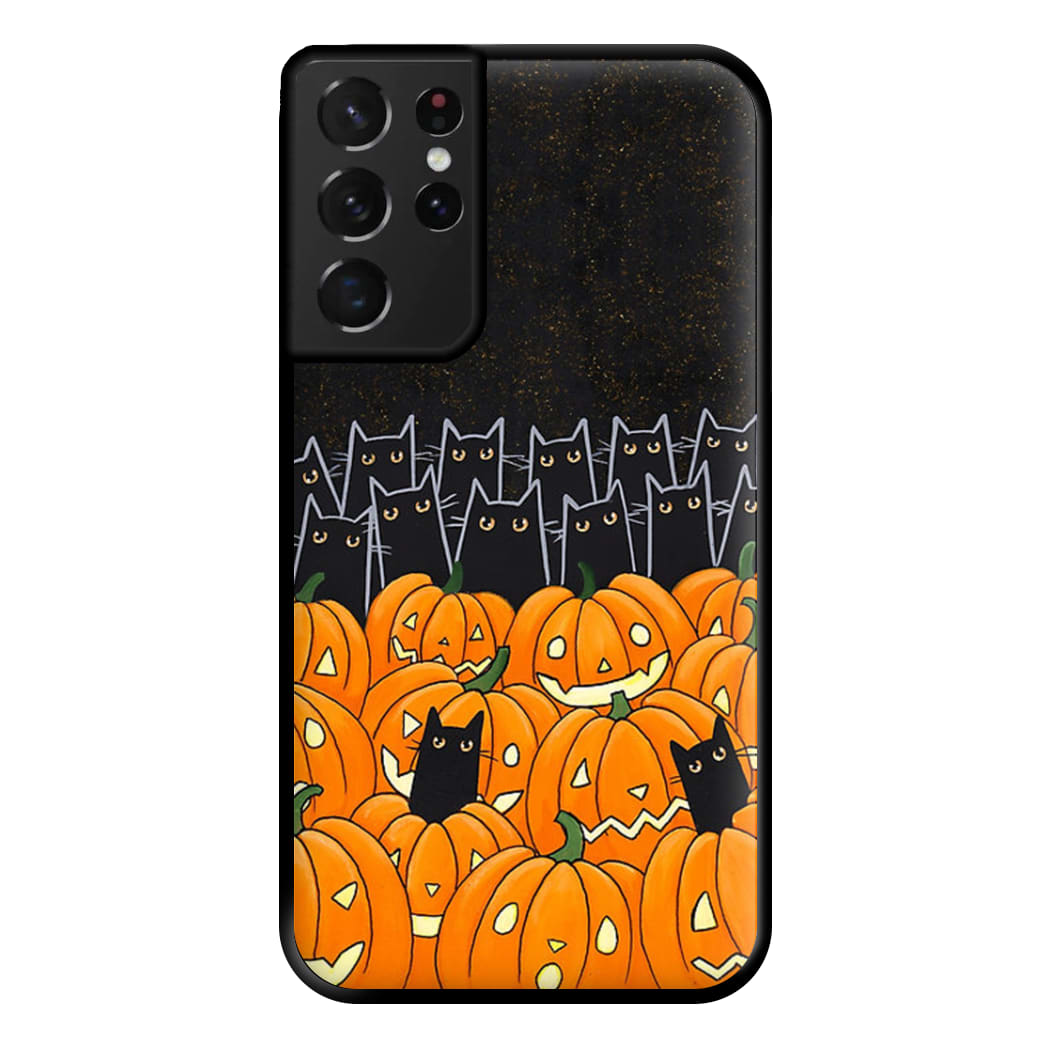 Black Cats & Lanterns - Halloween Phone Case for Galaxy S21 Ultra