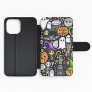 Colourful Halloween Pattern Flip / Wallet Phone Case 2