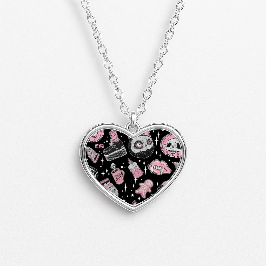 Spooks or Creeps Halloween Heart Necklace