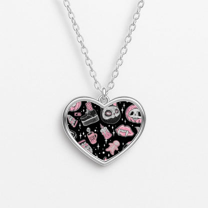 Spooks or Creeps Halloween Heart Necklace