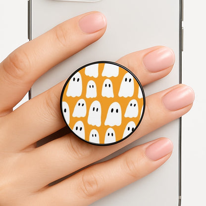 Orange Ghost Halloween Pattern Phone Grip