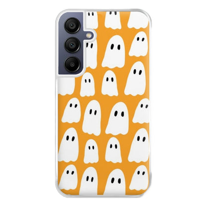 Orange Ghost Halloween Pattern Phone Case for Galaxy A16