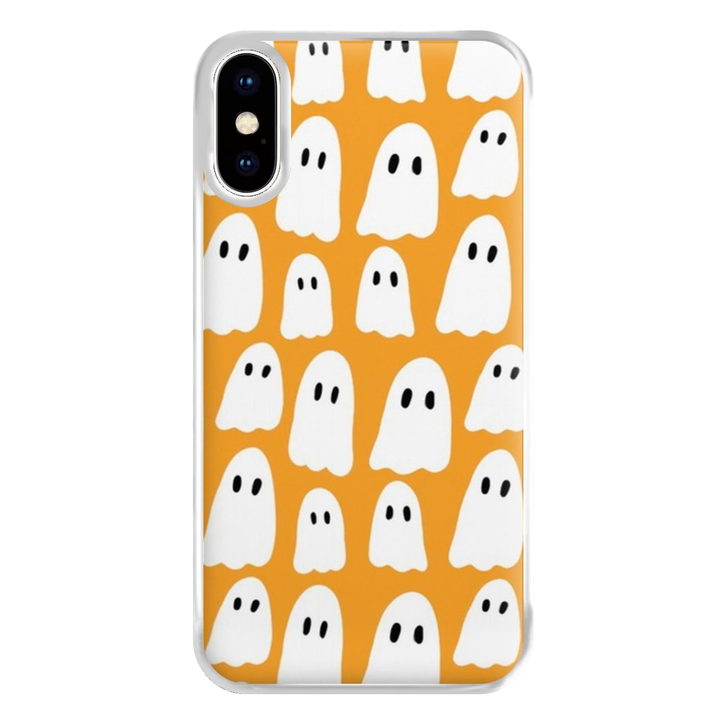 Orange Ghost Halloween Pattern Phone Case for iPhone XS Max