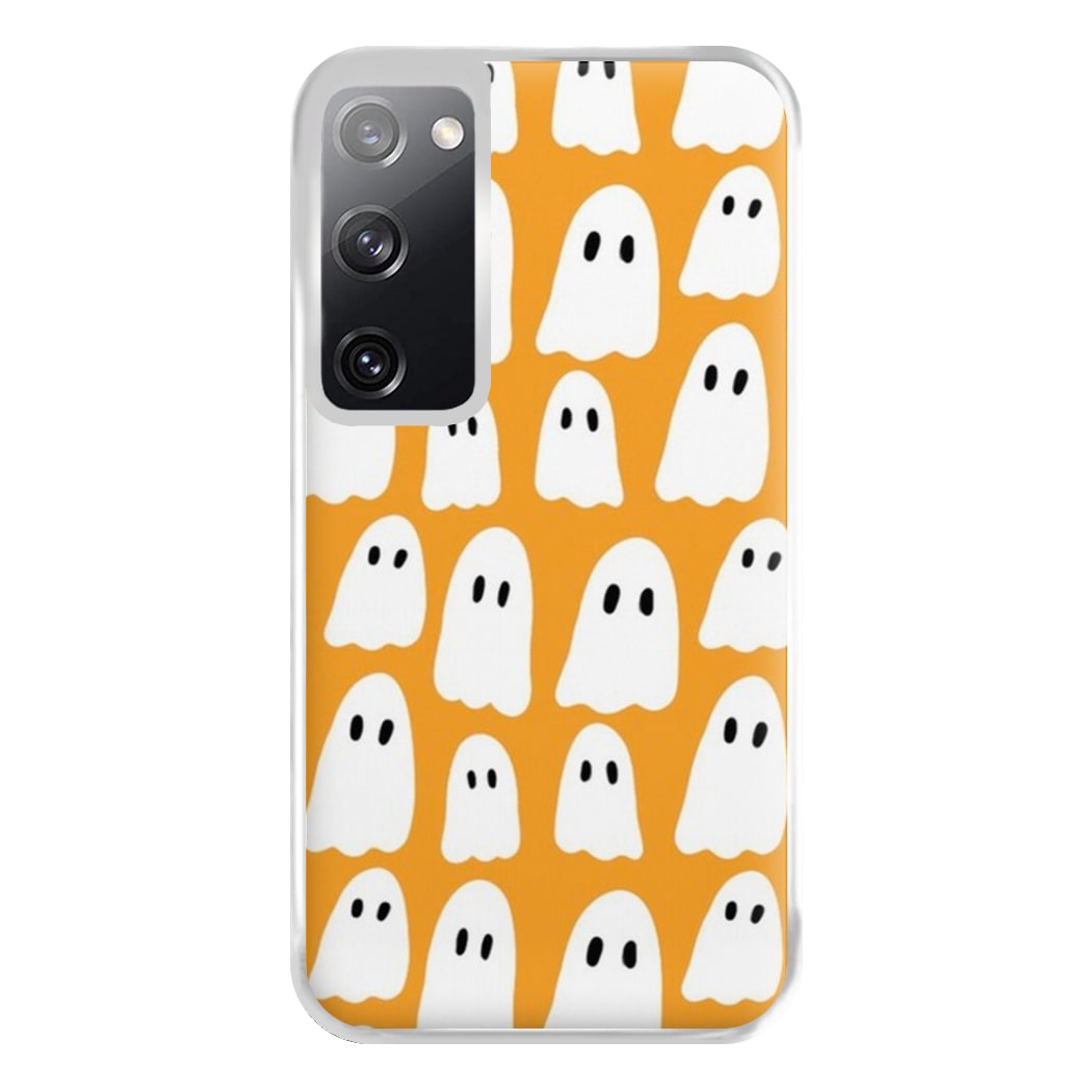 Orange Ghost Halloween Pattern Phone Case for Galaxy S20