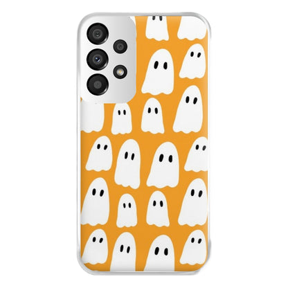 Orange Ghost Halloween Pattern Phone Case for Galaxy A33