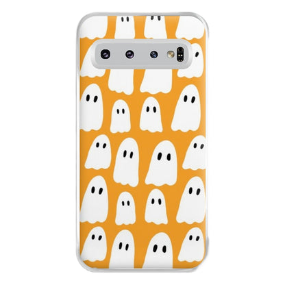 Orange Ghost Halloween Pattern Phone Case for Galaxy S10 Plus