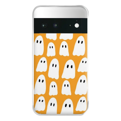 Orange Ghost Halloween Pattern Phone Case for Google Pixel 6a