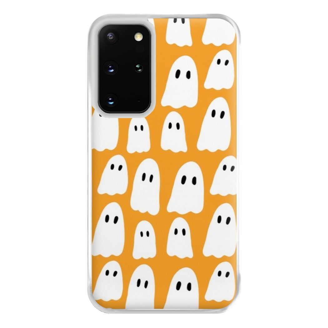 Orange Ghost Halloween Pattern Phone Case for Galaxy S20 Plus