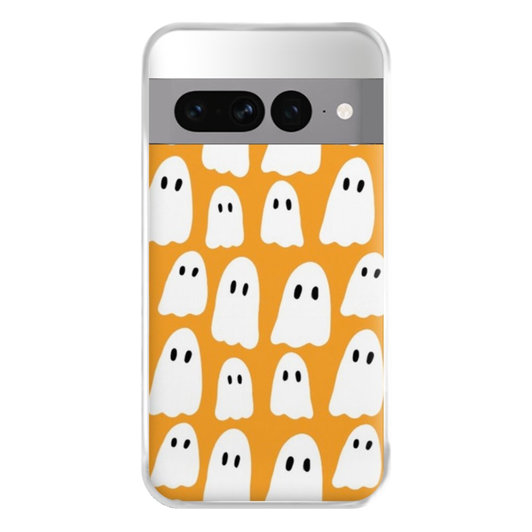 Orange Ghost Halloween Pattern Phone Case for Google Pixel 7 Pro