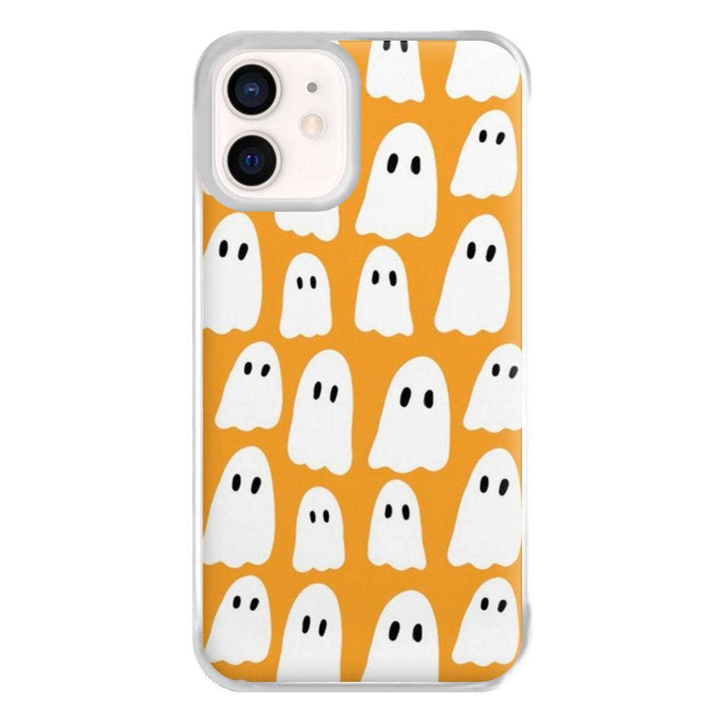 Orange Ghost Halloween Pattern Phone Case for iPhone 13 Mini