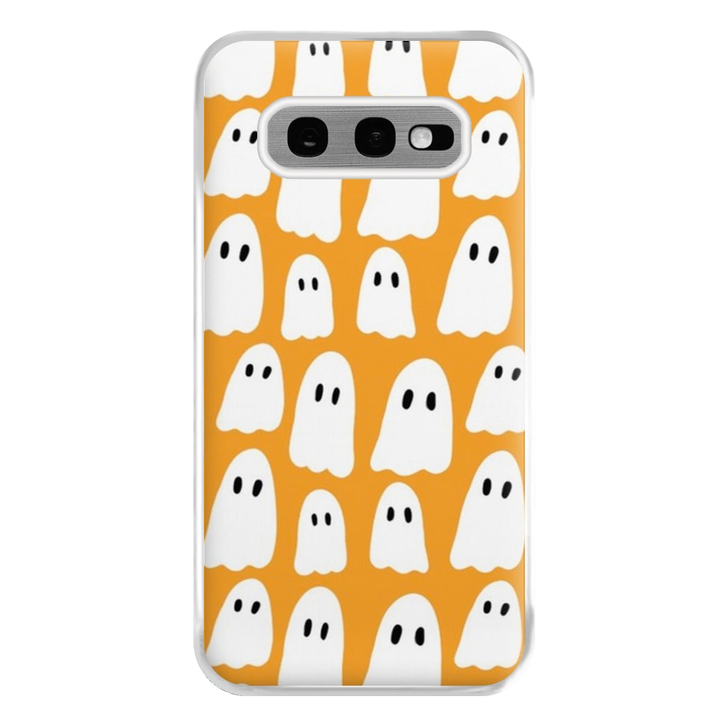 Orange Ghost Halloween Pattern Phone Case for Galaxy S10e