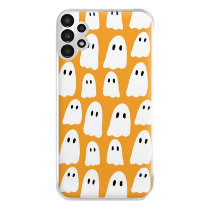 Orange Ghost Halloween Pattern Phone Case for Galaxy A13