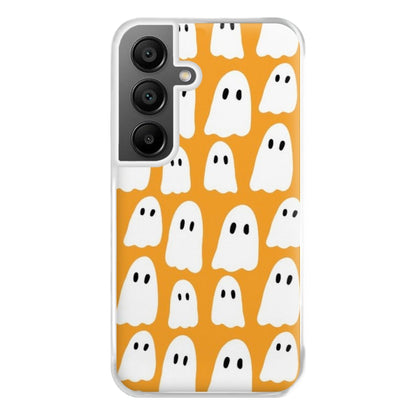 Orange Ghost Halloween Pattern Phone Case for Galaxy A55