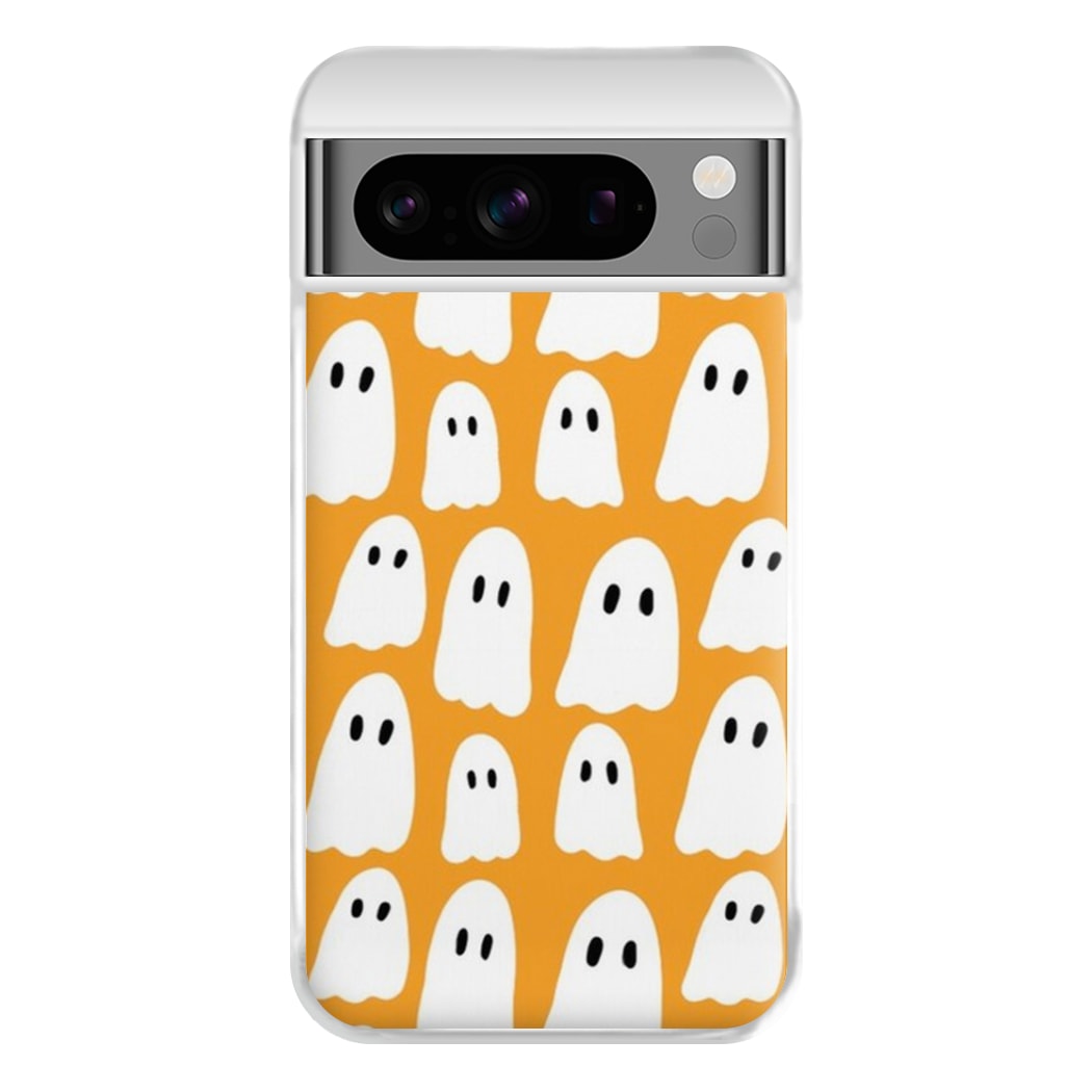 Orange Ghost Halloween Pattern Phone Case for Google Pixel 8 Pro