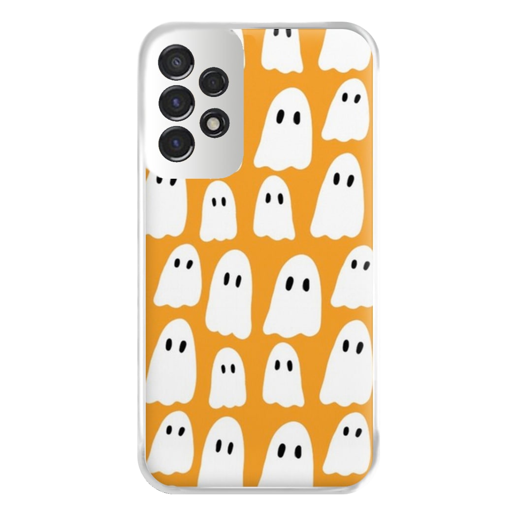 Orange Ghost Halloween Pattern Phone Case for Galaxy A53