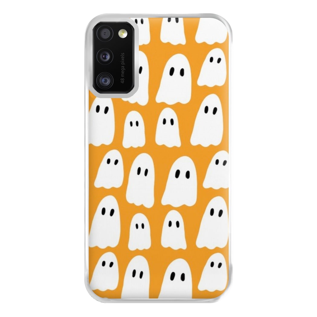 Orange Ghost Halloween Pattern Phone Case for Galaxy A41