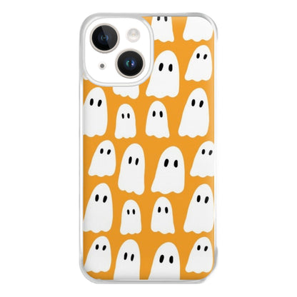 Orange Ghost Halloween Pattern Phone Case for iPhone 14