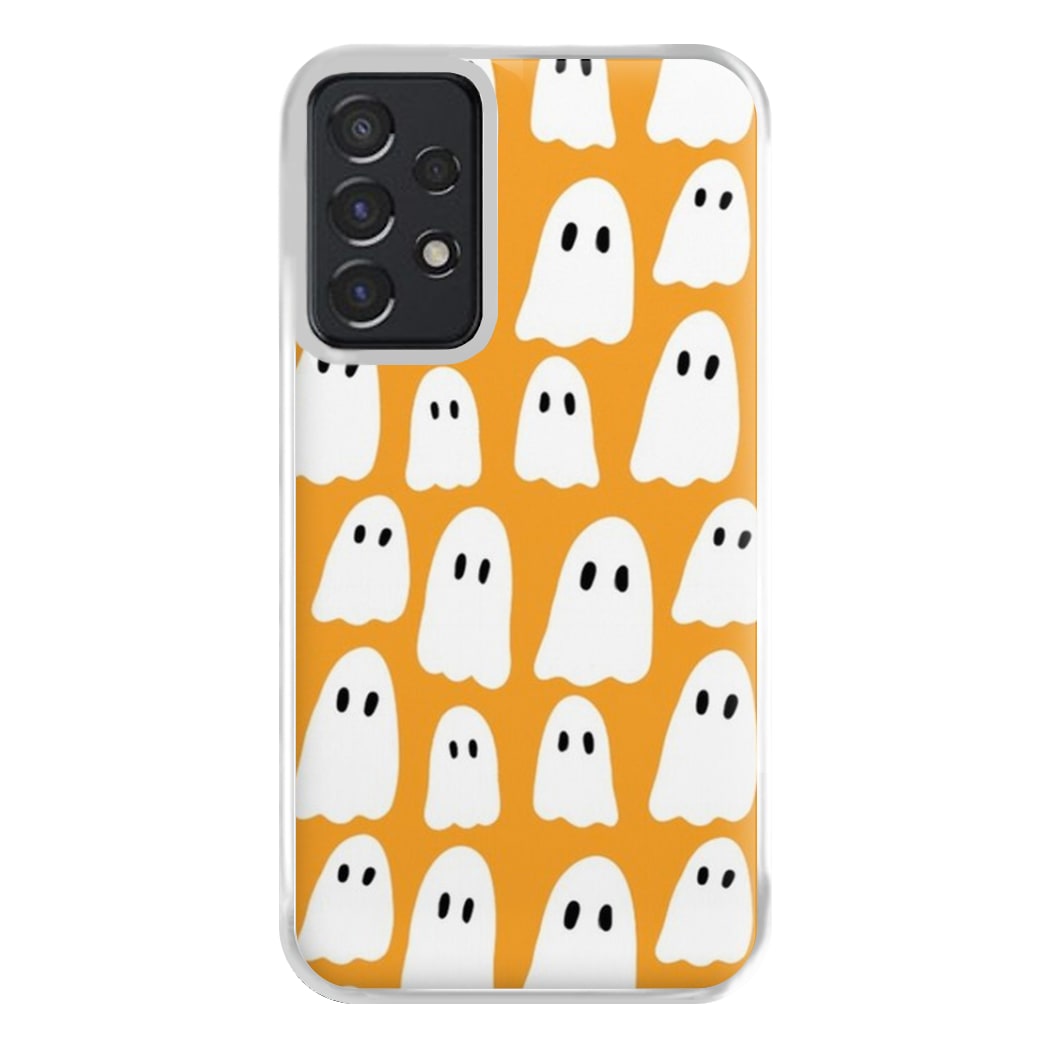 Orange Ghost Halloween Pattern Phone Case for Galaxy A52 / A52s