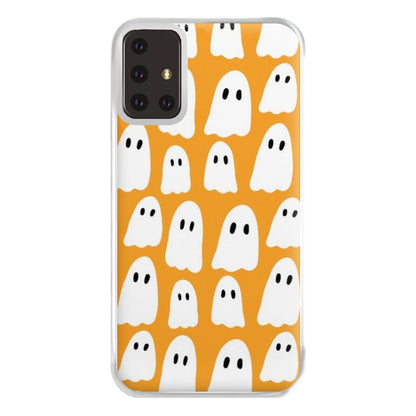 Orange Ghost Halloween Pattern Phone Case for Galaxy A71