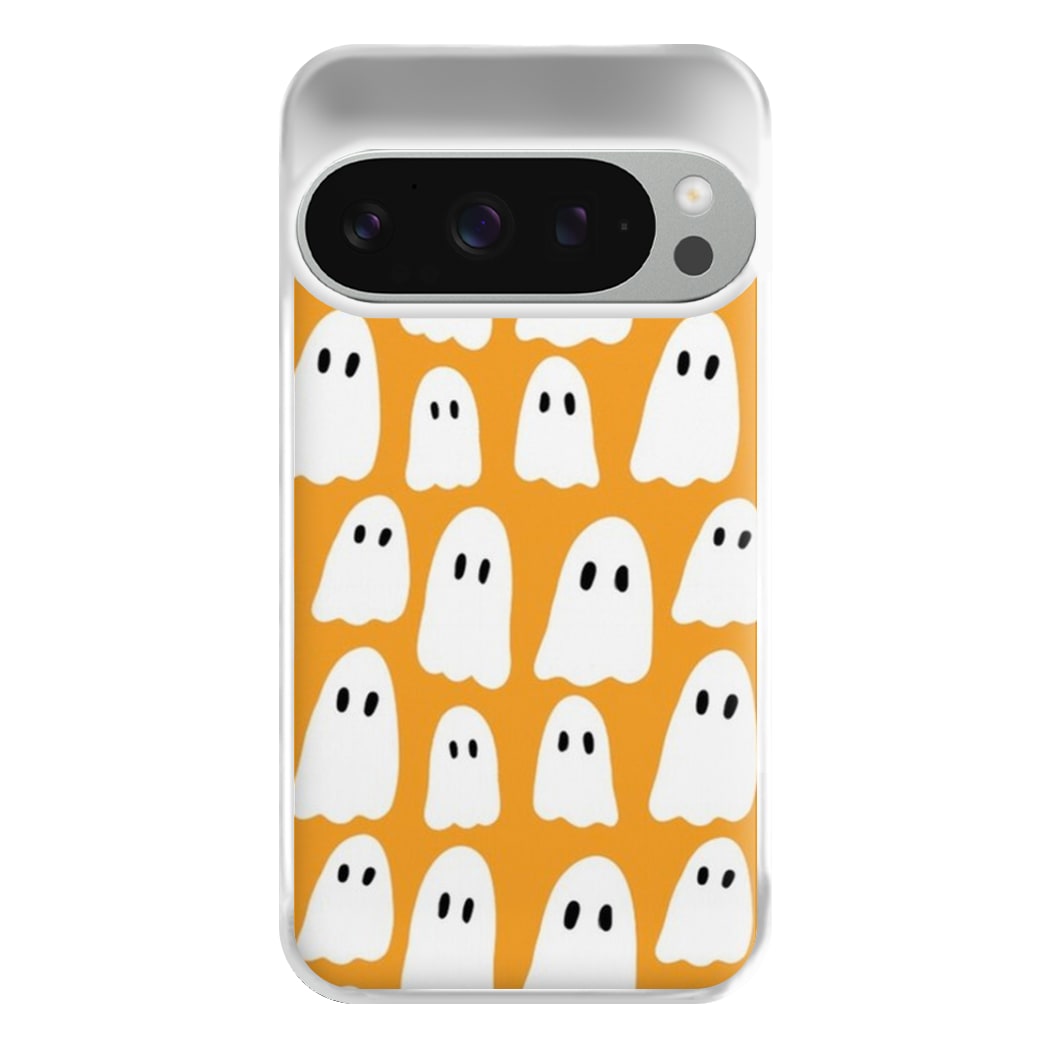 Orange Ghost Halloween Pattern Phone Case for Google Pixel 9 Pro XL