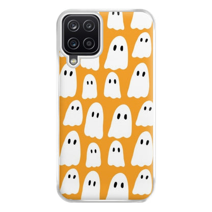 Orange Ghost Halloween Pattern Phone Case for Galaxy A12