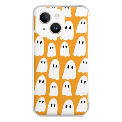 Orange Ghost Halloween Pattern Phone Case for iPhone 14 Plus